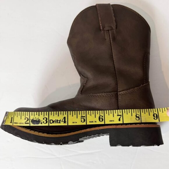 Justin 100% Leather Sq Toe Cowboy / Work Boots EC Boys Sz 2 EC - Picture 8 of 10